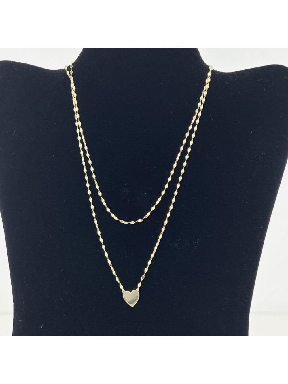 Sterling Silver 16" Double Strand Necklace Gold Plated Heart Gift Box Lulu Grace